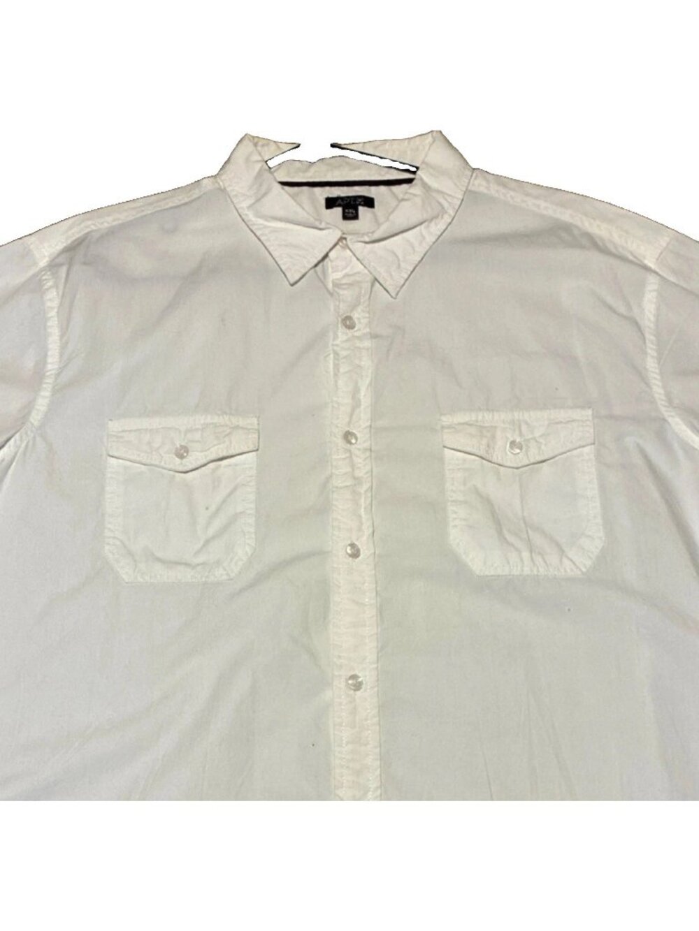 APT 9 Men XXL White 100% Cotton Short Sleeve 2 Pocket Utility Button Down Shirt